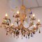 Large Burnished Eight Light Chandelier with Murano Glass Drops, 1990s 4