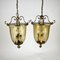 Large Vintage Hanging Lanterns in Gold-Plated Brass and Glass, France, 1970s, Set of 2 3