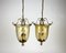 Large Vintage Hanging Lanterns in Gold-Plated Brass and Glass, France, 1970s, Set of 2, Image 1