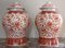 Grands Vases Couverts 19ème Siècle en Porcelaine Blanche et Rouge, Chine, 1850s, Set de 2 3