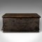 Large Antique Ships Chest, English, Ebonised Pine, Workmans Trunk, Victorian, 1850 1