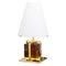 Vintage Table Lamp with Brass Frame and Opal Glass Shade, 1990s, Image 1