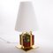 Vintage Tischlampe mit Messingrahmen & Opalglasschirm, 1990er 5