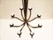 Lámpara de araña de latón, Italia, años 50, Imagen 3