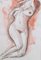 Hubertus Giebe, Nude with Arm Over Forehead, Watercolor, Framed 1