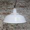 Vintage Industrial White Enamel and Opaline Glass Factory Pendant Light from Benjamin Electric Manufacturing Company 6