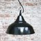 Vintage French Industrial Black Enamel Pendant Light 4
