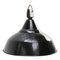 Vintage French Industrial Black Enamel Pendant Light, Image 1