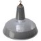 Vintage British Industrial Grey Enamel and Brass Pendant Light, Image 3