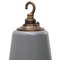 Vintage British Industrial Grey Enamel and Brass Pendant Light, Image 2