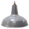 Lámpara colgante industrial británica vintage de latón y esmalte en gris, Imagen 1