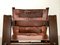 Mid-Century Brutalist Wood and Leather Safari Armchair, 1960s, Image 7