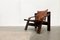 Brutalistischer Mid-Century Safari Sessel aus Holz & Leder, 1960er 1