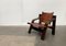 Brutalistischer Mid-Century Safari Sessel aus Holz & Leder, 1960er 13