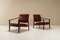 Lounge Chairs in Faux Red Leather and Teak, Italy, 1970s, Set of 2 3