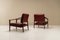 Lounge Chairs in Faux Red Leather and Teak, Italy, 1970s, Set of 2 2