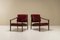 Lounge Chairs in Faux Red Leather and Teak, Italy, 1970s, Set of 2 1