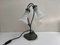 Vintage Lily Pad Tischlampe aus Metall mit 2 weißen Lily Lampenschirmen, Belgien, 1990 3