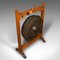 Large Antique English Victorian Ceremonial Dinner Gong in Oak & Bronze, 1900s 10