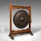 Large Antique English Victorian Ceremonial Dinner Gong in Oak & Bronze, 1900s 1
