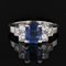 Art Deco Ring mit blauem Saphir, Diamant & Platin 3