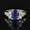 Bague Art Déco en Saphir Bleu, Diamants et Platine 3