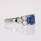 Art Deco Ring mit blauem Saphir, Diamant & Platin 9