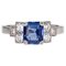 Art Deco Ring mit blauem Saphir, Diamant & Platin 1