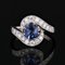 Belle Epoque Style Sapphire, Diamond, 18 Karat Yellow Gold & Platinum Swirl Ring 3