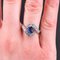 Belle Epoque Style Sapphire, Diamond, 18 Karat Yellow Gold & Platinum Swirl Ring, Image 6