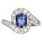 Belle Epoque Style Sapphire, Diamond, 18 Karat Yellow Gold & Platinum Swirl Ring 1