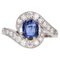 Belle Epoque Style Sapphire, Diamond, 18 Karat Yellow Gold & Platinum Swirl Ring, Image 1