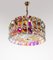 Lámpara de araña de cristal de Murano Venini iridiscente y latón de Vistosi, Italia, años 60, Imagen 2