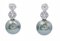 14 Karat White Gold Earrings with Grey Pearls, Aapphires, Emeralds, Diamonds, Set of 2 3