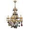 Italian Venetian Gilt Metal Chandelier with Murano Glass Fruits, 1970s 1