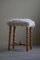 Tall Danish Stool in Oak and Lambswool, 1950s 9