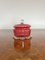 Victorian Cranberry Glass Lidded Bowl, 1860s, Image 4