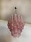 Italienischer Vintage Kronleuchter aus Muranoglas mit Tropfen aus rosa Glasblättern von Mazzega, 1990er 5