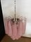 Vintage Italian Murano Chandelier with Pink Glass Petals Drop from Mazzega, 1990s, Image 9