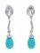 Boucles d'Oreilles Pendantes en Platine avec Turquoise et Diamants, 1970s, Set de 2 3