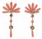 Boucles d'Oreilles Pendantes en Or Rose avec Corail, 1950s, Set de 2 3