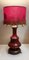 Vintage Red-Painted Metal Table Lamp with Gold-Colored Decoration and Red Fabric Shade, 1960s, Image 6