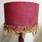 Vintage Red-Painted Metal Table Lamp with Gold-Colored Decoration and Red Fabric Shade, 1960s 5