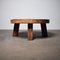 Mid-Century Rustic Brutalist Thick Oak Round Coffee Table, 1980s 2