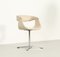 French Swivel Chair in Cream Leather, 1960s 3