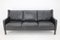 Danish Three-Seater Sofa in Black Leather, 1970s, Image 2
