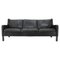 Danish Three-Seater Sofa in Black Leather, 1970s 1