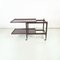 Italian Dark Wooden Serving Cart with Sliding Shelves and Brass Wheels, 1960s, Image 3