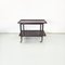 Italian Dark Wooden Serving Cart with Sliding Shelves and Brass Wheels, 1960s, Image 2