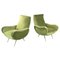 Italian Lady Style Armchairs in Green Velvet and Black Metal, 1950s, Set of 2 1